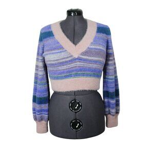 Aritzia Sunday‎ Best women's kitten v-neck fuzzy knit crop sweater M